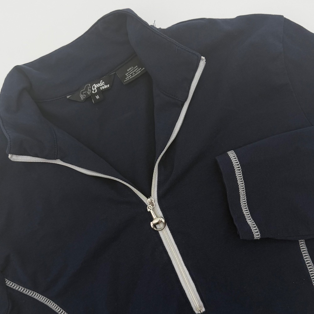 Goode Rider Navy Blue Quarter Zip Equestrian Top Women Medium‎ Long Sleeve
